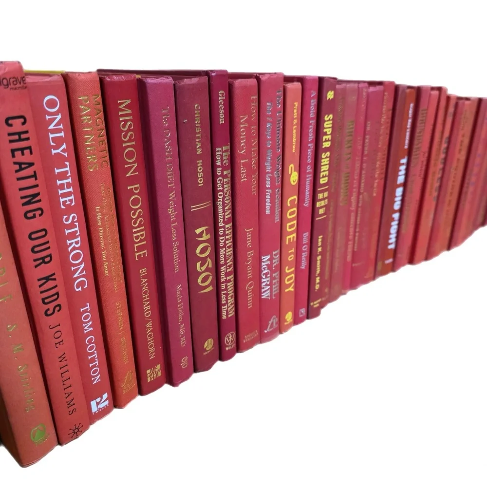 RED / Burgundy Book Decor: Modern Hardcover Interior Design Real Staging Books